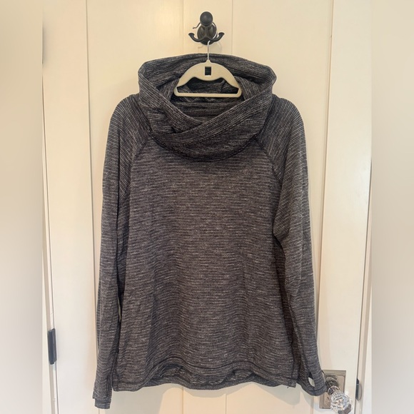 Lululemon High Lines Cowl Neck Sweater | Gray Stripe | Size 12 - Picture 1 of 5
